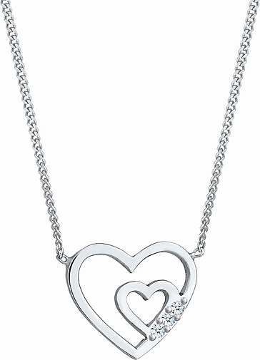 Elli DIAMONDS Halskette Herzen Offen Liebe Diamant 0 045 Ct 925