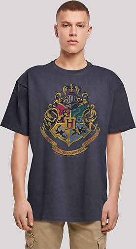 F Nt Stic Heavy Oversize T Shirt Harry Potter Distressed Hogwarts Crest