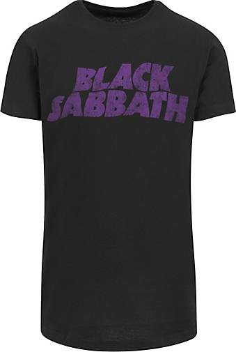 F4NT4STIC Long Cut T Shirt Black Sabbath Heavy Metal Band Wavy Logo