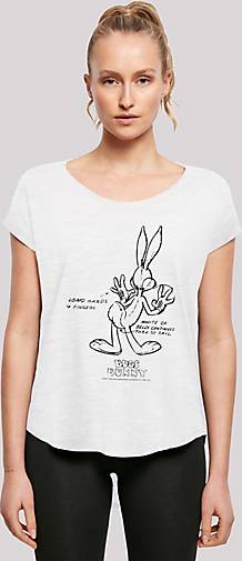 F4NT4STIC Long Cut T Shirt Looney Tunes Bugs Bunny White Belly in weiß