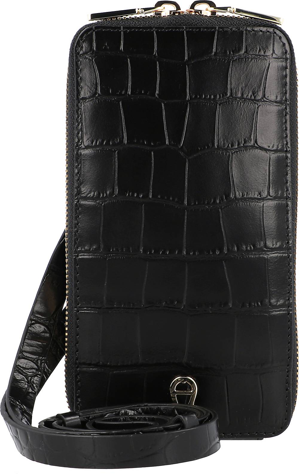 AIGNER, Fashion Handytasche Leder 9 Cm in schwarz, Handyhüllen & Zubehör für Damen