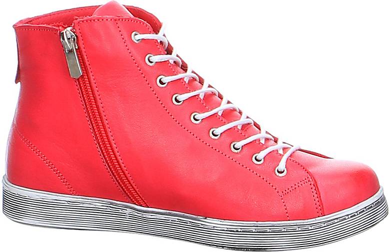 Andrea Conti Damen Stiefeletten Boots Rot Leder Schnürung Sneaker High