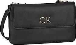Calvin Klein, Umhängetasche Re-Lock Double Crossbody W/flap Fa22 in schwarz, Umhängetaschen für Damen