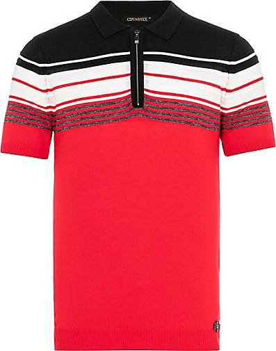 Cipo & Baxx - Streifen-Design Poloshirt in mit mehrfarbigem rot bestellen 23153602