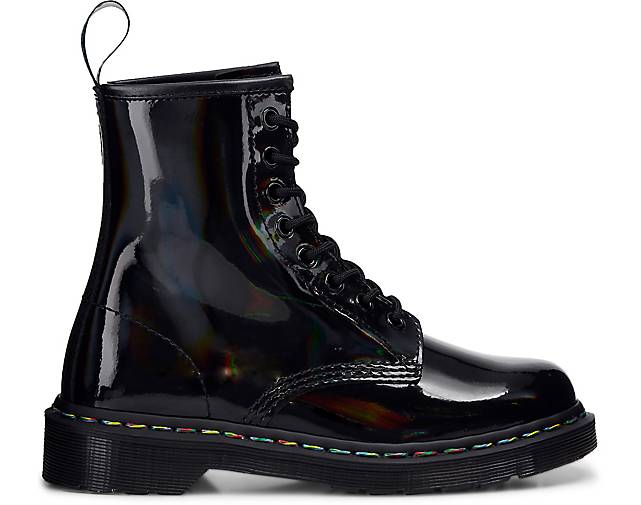 doc martens black rainbow patent
