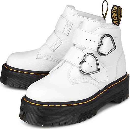 dr martens devon heart boots in white