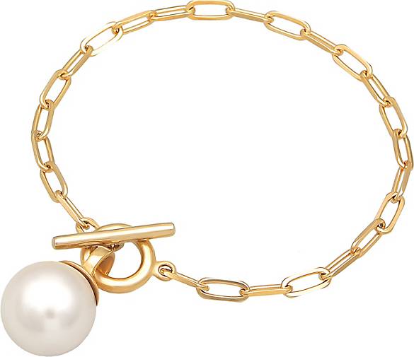 bestellen 16695601 Silber Armband Knebelverschluss - gold in Perle 925 Gliederarmband Elli