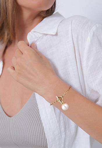 Elli Armband Gliederarmband Knebelverschluss Perle 925 Silber in gold  bestellen - 16695601