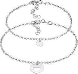 Elli Armband Herz Mutter Tochter Plättchen Cut Out 925 Silber Elli Armband Herz Mutter Tochter Plättchen Cut Out 925 Silber