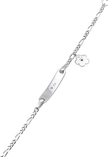 Auch das Bestseller-Ranking Elli Armband Geburt - silber 925 ID-Armband 93645401 in Schild Blume Silber Kinder bestellen