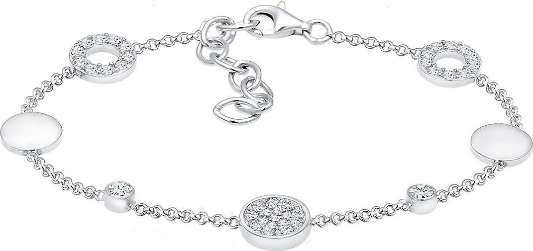 Elli Armband Kreis Plättchen Kristalle 925 Silber