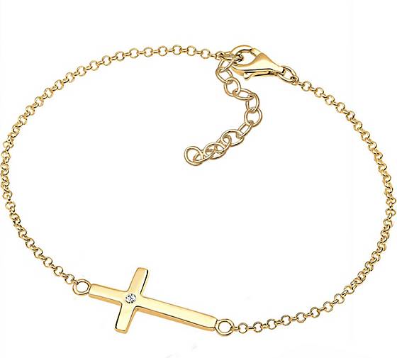 Elli Armband Kreuz Kristall Silber vergoldet in gold bestellen - 97510201