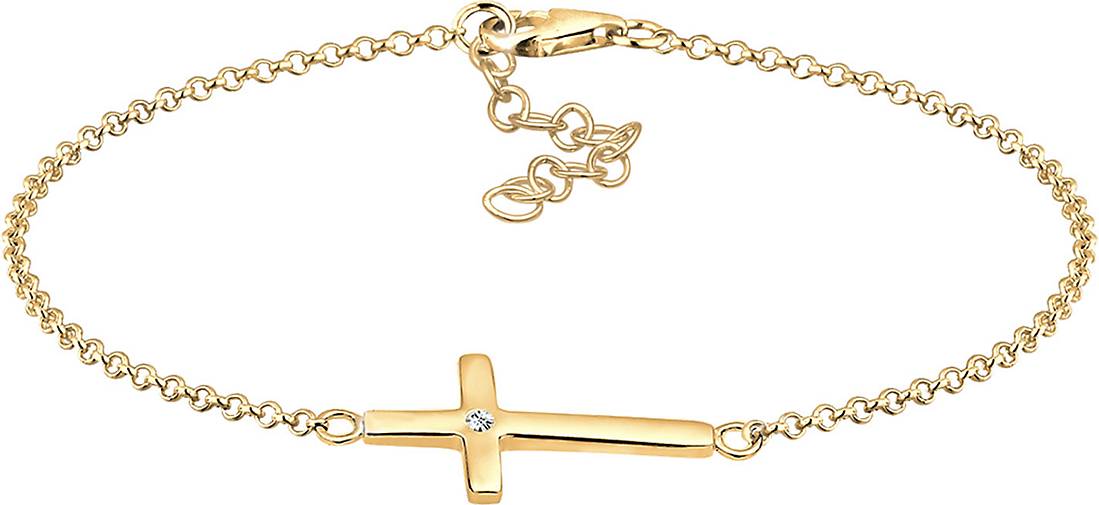 in bestellen Armband Kreuz Silber Kristall - 97510201 vergoldet gold Elli