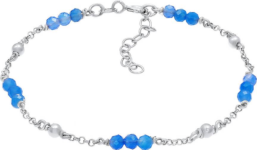 Elli Armband Kugel Achat Bead Blau Sommer 925er Silber