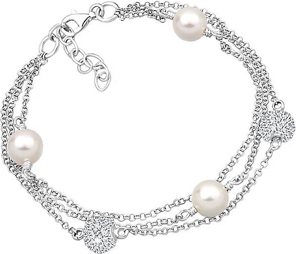 97511001 Elegant synthetischen Perlen - 925 weiß Silber Armband in Kugel bestellen Elli