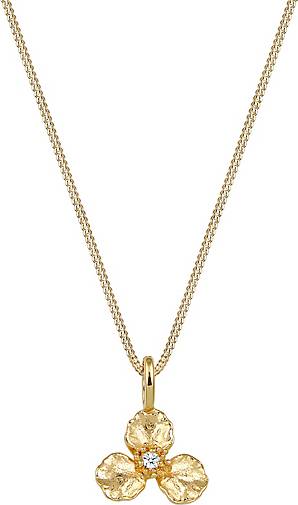 Elli DIAMONDS Halskette 3D Blume Anhänger Diamant (0.015 ct.) 585 Gelbgold