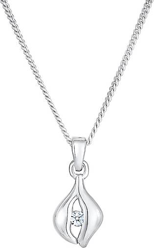 Elli DIAMONDS Halskette Anhänger Tropfen Diamant (0.03 ct.) 925 Silber