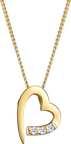 Elli DIAMONDS Halskette Herz Diamanten (0.04 ct.) 585er Gelbgold