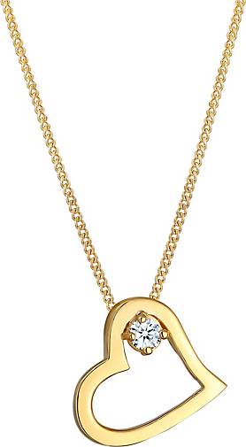 Elli DIAMONDS Halskette Herz Verbunden Diamant (0.03ct) 585 Gelbgold