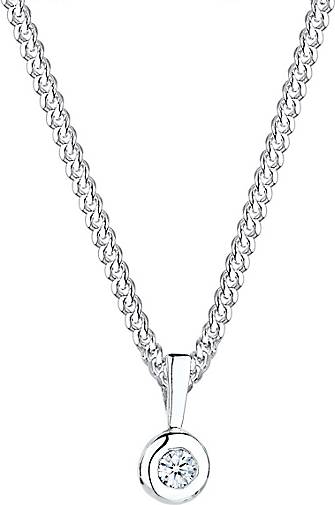 Elli DIAMONDS Halskette Kreis Solitär Rund Diamant (0.03 ct.) 925 Silber