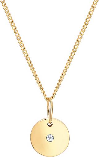 Elli DIAMONDS Halskette Plättchen Anhänger Diamant (0.015 ct)585 Gelbgold  in gold bestellen - 93304401