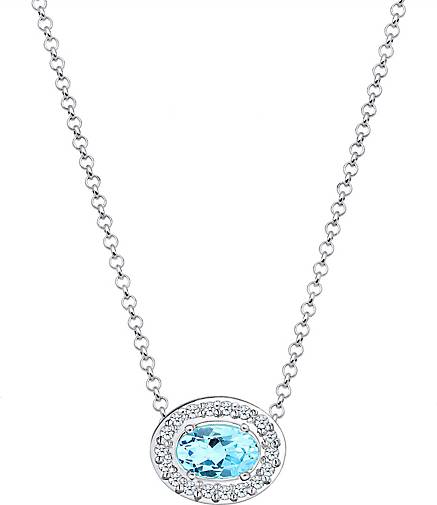Elli DIAMONDS Halskette Topas Edelstein Diamant (0.09 ct.) 925 Silber