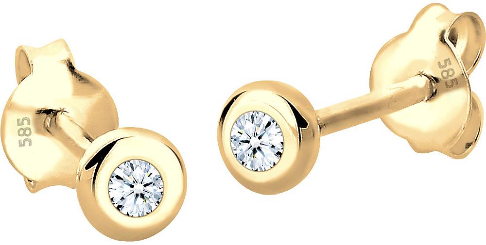 Elli DIAMONDS Ohrringe Basic Elegant Klassisch Diamant 585 Gelbgold