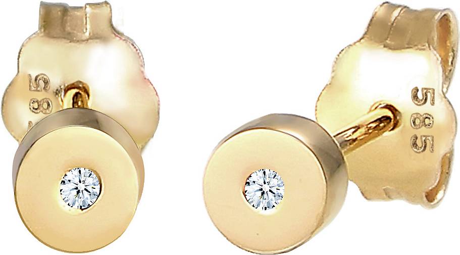 Elli DIAMONDS Ohrringe Stecker Geo Basic Diamant (0.01 ct.) 585 Gelbgold