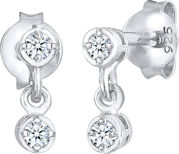 Elli DIAMONDS Ohrringe Zarte Ohrhänger Diamant (0.12 ct.) 925 Silber