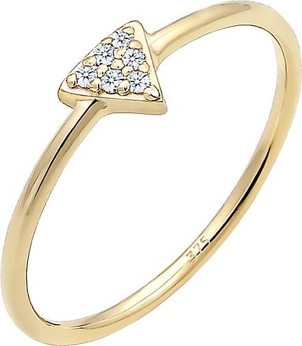Elli DIAMONDS Ring Dreieck Geo Diamanten (0.03 ct.) 375er Gelbgold