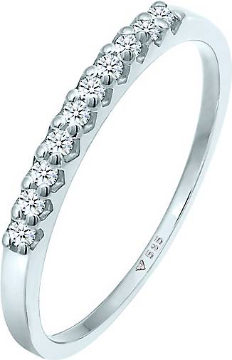 Elli DIAMONDS Ring Memoire Verlobung Diamant (0.15 ct.) 585 Weißgold