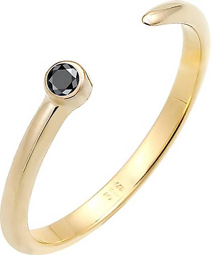 Elli DIAMONDS Ring Solitär Schwarzer Diamant (0.03 ct.) 375 Gelbgold