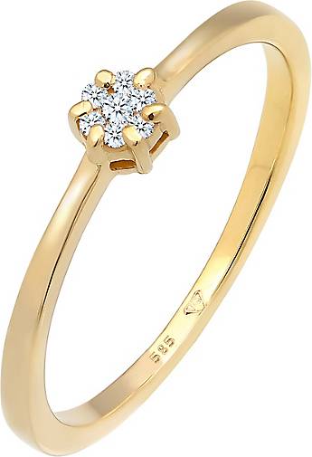 Elli DIAMONDS Ring Solitär Verlobung Diamant (0.045 ct.) 585 Gelbgold