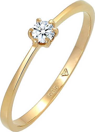 Elli DIAMONDS Ring Solitär Verlobung Diamant 0.11 ct. 585 Gelbgold