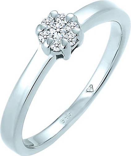 Elli DIAMONDS Ring Verlobung Diamant 0.12 ct. Luxuriös 585 Weißgold
