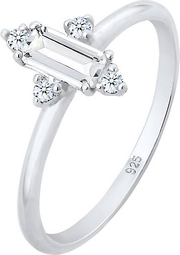 Elli DIAMONDS Ring Verlobung Edel Topas Diamant (0.06 ct.) 925 Silber