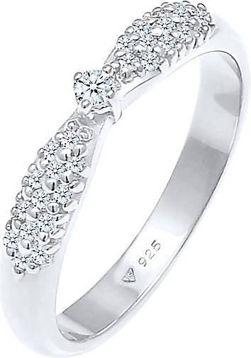 Elli DIAMONDS Ring Verlobung Glamour Diamant (0.16 ct) 925 Silber