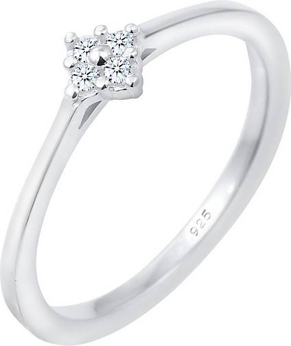 Elli DIAMONDS Ring Verlobung Klassisch Diamant 0.06 ct. 925 Silber