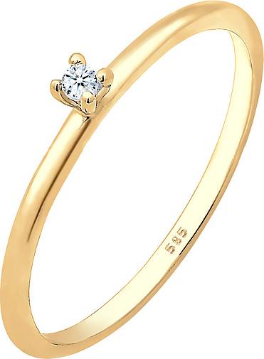 Elli DIAMONDS Ring Verlobung Solitär Diamant (0.015 ct.) 585 Gelbgold