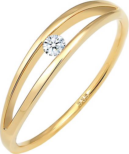 Elli DIAMONDS Ring Verlobung Wellen Diamant (0.06 ct.) 585 Gelbgold