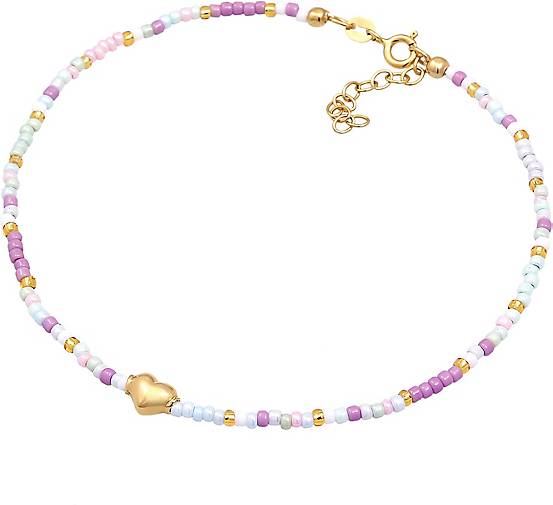 Elli Fußschmuck Herz Glas Beads 925 24996201 - in Sommer Style bestellen Silber gold