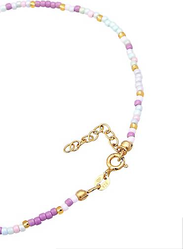 Elli Fußschmuck Herz Glas Beads bestellen gold in 24996201 Silber 925 Sommer - Style
