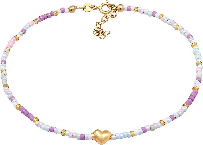 Glas Fußschmuck Herz 925 - Elli Silber bestellen Beads gold 24996201 in Sommer Style