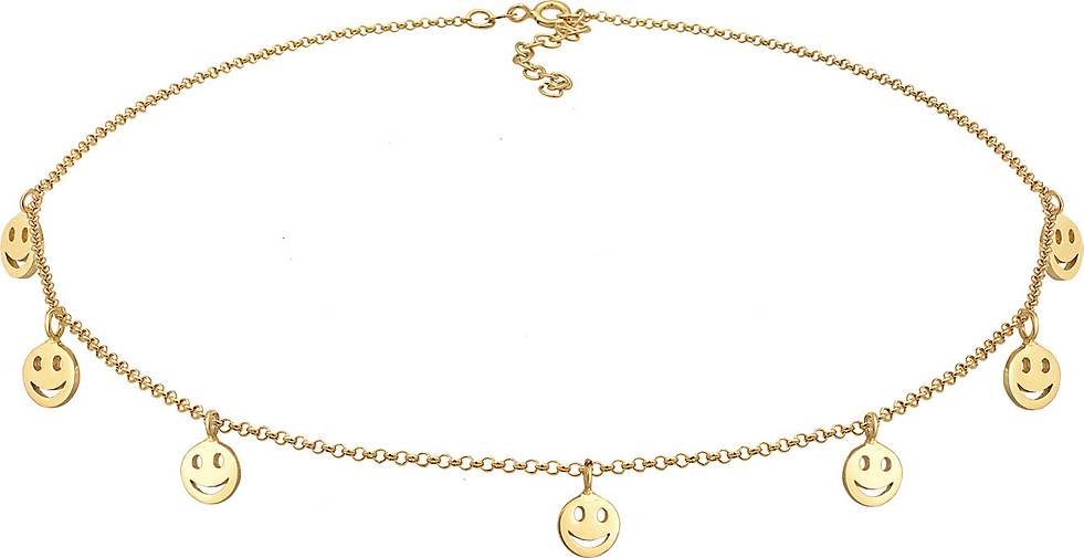 Elli Halskette Choker Kette mit Smiling Face Basic 925 Silber in gold  bestellen - 76062302