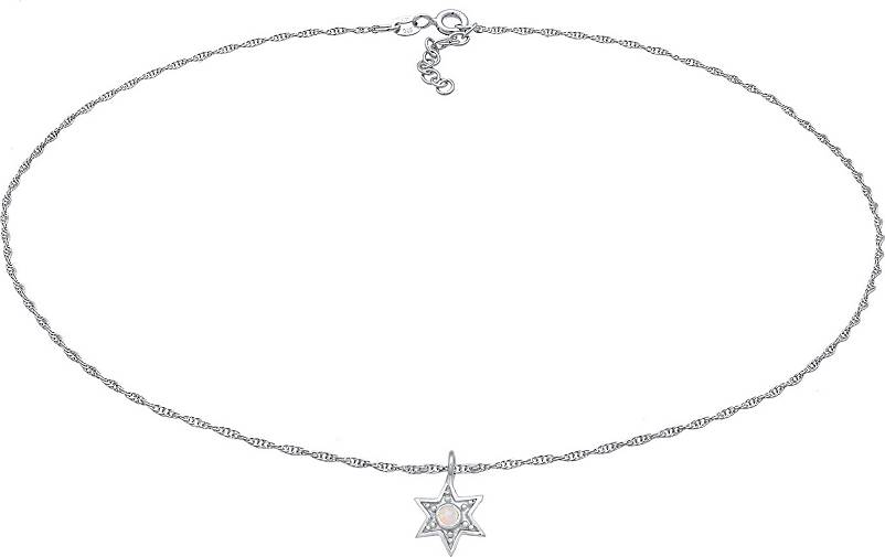 Elli Halskette Choker Stern Opal Astro 925 Silber