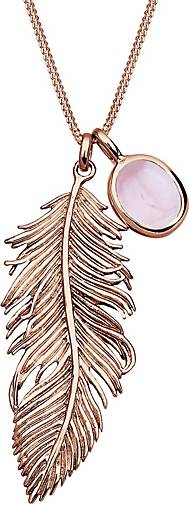 Elli Halskette Feder Boho Hippie Rosenquarz 925 Silber