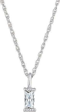 Elli Halskette Gedreht Solitär Zirkonia Rechteck 925 Silber Elli Halskette Gedreht Solitär Zirkonia Rechteck 925 Silber