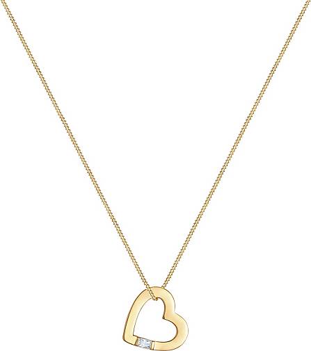 Elli Halskette Herz-Anhänger Zirkonia Liebe 925 in bestellen 92852602 Silber - gold Kristall