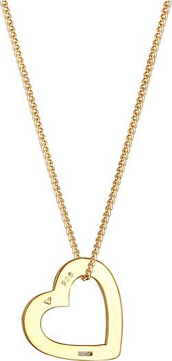 Elli Halskette Herz-Anhänger Zirkonia Kristall Liebe 925 Silber in gold  bestellen - 92852602