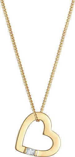 Elli Halskette bestellen Silber Zirkonia 92852602 - 925 Liebe in gold Herz-Anhänger Kristall